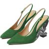 imageFSJ Women Fashion Pointed Toe Butterfly High Heel Pumps Slingback Slip On Ladies Party Dress Casual Shoes Size 415 USGreen