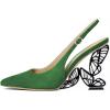 imageFSJ Women Fashion Pointed Toe Butterfly High Heel Pumps Slingback Slip On Ladies Party Dress Casual Shoes Size 415 USGreen