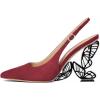 imageFSJ Women Fashion Pointed Toe Butterfly High Heel Pumps Slingback Slip On Ladies Party Dress Casual Shoes Size 415 USIndian Red