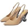 imageFSJ Women Fashion Pointed Toe Butterfly High Heel Pumps Slingback Slip On Ladies Party Dress Casual Shoes Size 415 USNudepatent Leather