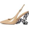 imageFSJ Women Fashion Pointed Toe Butterfly High Heel Pumps Slingback Slip On Ladies Party Dress Casual Shoes Size 415 USNudepatent Leather