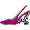 imageFSJ Women Fashion Pointed Toe Butterfly High Heel Pumps Slingback Slip On Ladies Party Dress Casual Shoes Size 415 USViolet Redsuede