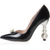 imageFSJ Women High Heel Pearls Studded Pumps Pointed Toe Slip On Beaded Sexy 42 inch Wedding Prom Party Club Dress Shoes Size 416 USBlack