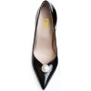 imageFSJ Women High Heel Pearls Studded Pumps Pointed Toe Slip On Beaded Sexy 42 inch Wedding Prom Party Club Dress Shoes Size 416 USBlack