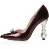 imageFSJ Women High Heel Pearls Studded Pumps Pointed Toe Slip On Beaded Sexy 42 inch Wedding Prom Party Club Dress Shoes Size 416 USBrown