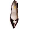 imageFSJ Women High Heel Pearls Studded Pumps Pointed Toe Slip On Beaded Sexy 42 inch Wedding Prom Party Club Dress Shoes Size 416 USBrown