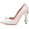 imageFSJ Women High Heel Pearls Studded Pumps Pointed Toe Slip On Beaded Sexy 42 inch Wedding Prom Party Club Dress Shoes Size 416 USGlitter