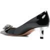 imageFSJ Women Pointed Toe Low Kitten Heel Pumps Studded Crystal Buckle Slip On Comfort Ladies Daily Dressy Shoes Size 415 USBlack