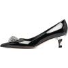 imageFSJ Women Pointed Toe Low Kitten Heel Pumps Studded Crystal Buckle Slip On Comfort Ladies Daily Dressy Shoes Size 415 USBlack