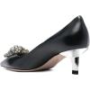 imageFSJ Women Pointed Toe Low Kitten Heel Pumps Studded Crystal Buckle Slip On Comfort Ladies Daily Dressy Shoes Size 415 USBlack Matte