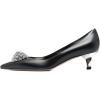 imageFSJ Women Pointed Toe Low Kitten Heel Pumps Studded Crystal Buckle Slip On Comfort Ladies Daily Dressy Shoes Size 415 USBlack Matte