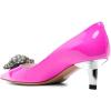 imageFSJ Women Pointed Toe Low Kitten Heel Pumps Studded Crystal Buckle Slip On Comfort Ladies Daily Dressy Shoes Size 415 USHot Pink