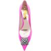imageFSJ Women Pointed Toe Low Kitten Heel Pumps Studded Crystal Buckle Slip On Comfort Ladies Daily Dressy Shoes Size 415 USHot Pink