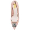 imageFSJ Women Pointed Toe Low Kitten Heel Pumps Studded Crystal Buckle Slip On Comfort Ladies Daily Dressy Shoes Size 415 USNude Matte