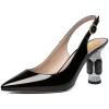 imageFSJ Women Closed Pointed Toe Crystal Block Chunky Mid Heel Slingback Pumps Backless Sleek Fashion Office Wedding Dress Shoes Size 416 USBlack