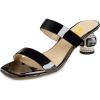 imageFSJ Women Comfy Low Heels Sandals Block Crystal Square Open Toe Two Straps Mules Slip On Shiny Bridal Casual Dress Shoes Size 415 USBlack
