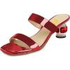imageFSJ Women Comfy Low Heels Sandals Block Crystal Square Open Toe Two Straps Mules Slip On Shiny Bridal Casual Dress Shoes Size 415 USWinered