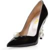 imageFSJ Women High Heel Pearls Studded Pumps Pointed Toe Slip On Beaded Sexy 42 inch Wedding Prom Party Club Dress Shoes Size 416 USBlack