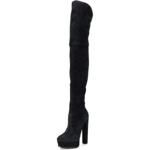 imageFSJ Sexy Thigh High Long Boots Over The Knee Platform Thick High Heel Stretch Leather Shoes Size 415 USBlack