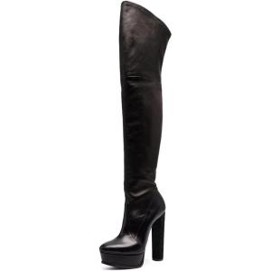 imageFSJ Sexy Thigh High Long Boots Over The Knee Platform Thick High Heel Stretch Leather Shoes Size 415 USBlack Patent