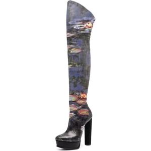 imageFSJ Sexy Thigh High Long Boots Over The Knee Platform Thick High Heel Stretch Leather Shoes Size 415 USEvening