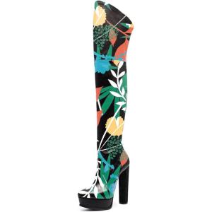imageFSJ Sexy Thigh High Long Boots Over The Knee Platform Thick High Heel Stretch Leather Shoes Size 415 USForest
