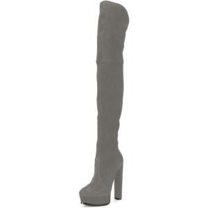 imageFSJ Sexy Thigh High Long Boots Over The Knee Platform Thick High Heel Stretch Leather Shoes Size 415 USGrey