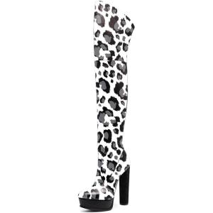 imageFSJ Sexy Thigh High Long Boots Over The Knee Platform Thick High Heel Stretch Leather Shoes Size 415 USLeopard