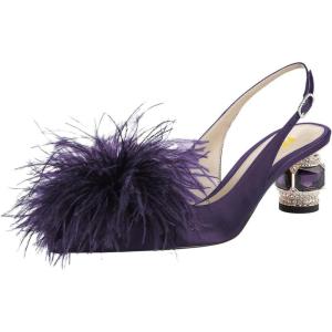imageFSJ Women Fashion Fur Fur Closed Square Toe Slingback Pumps Crystal Block Low Heel Fuzzy Party Prom Dress Shoes Size 416 USPurple