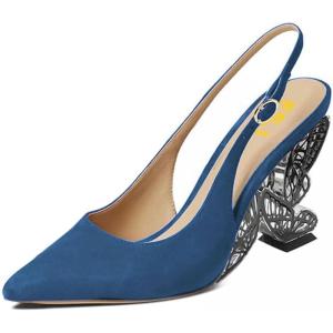 imageFSJ Women Fashion Pointed Toe Butterfly High Heel Pumps Slingback Slip On Ladies Party Dress Casual Shoes Size 415 USBlue