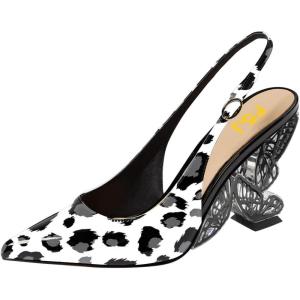 imageFSJ Women Fashion Pointed Toe Butterfly High Heel Pumps Slingback Slip On Ladies Party Dress Casual Shoes Size 415 USCow