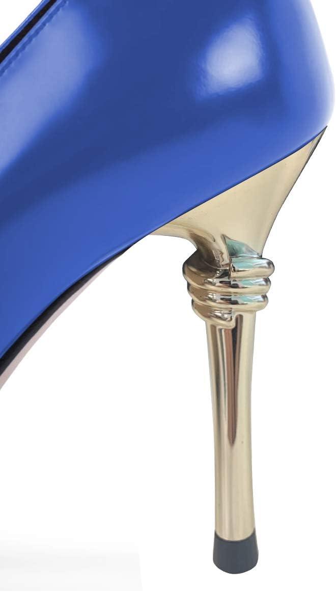 imageFSJ Women Chic Metallic Rivets Pointed Toe Slip On Pumps High Stiletto Gold Heels Party Cocktail Prom Shoes 415 USBlue