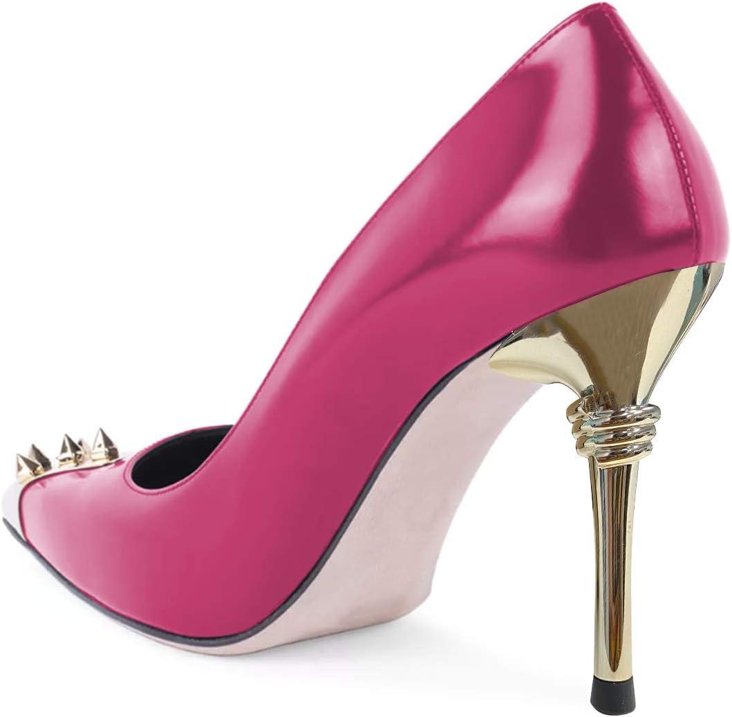 imageFSJ Women Chic Metallic Rivets Pointed Toe Slip On Pumps High Stiletto Gold Heels Party Cocktail Prom Shoes 415 USPurple