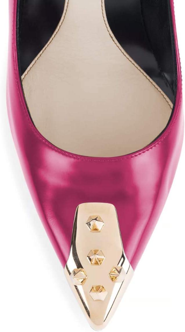 imageFSJ Women Chic Metallic Rivets Pointed Toe Slip On Pumps High Stiletto Gold Heels Party Cocktail Prom Shoes 415 USPurple