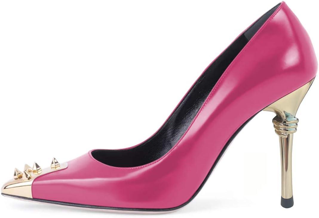 imageFSJ Women Chic Metallic Rivets Pointed Toe Slip On Pumps High Stiletto Gold Heels Party Cocktail Prom Shoes 415 USPurple