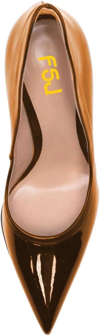 imageFSJ Women Pointed Toe Slip On Crystal Pumps Gorgeous Three Diamonds High Heel Bridal Wedding Comfort Party Dress Shoes Size 416 USBrown
