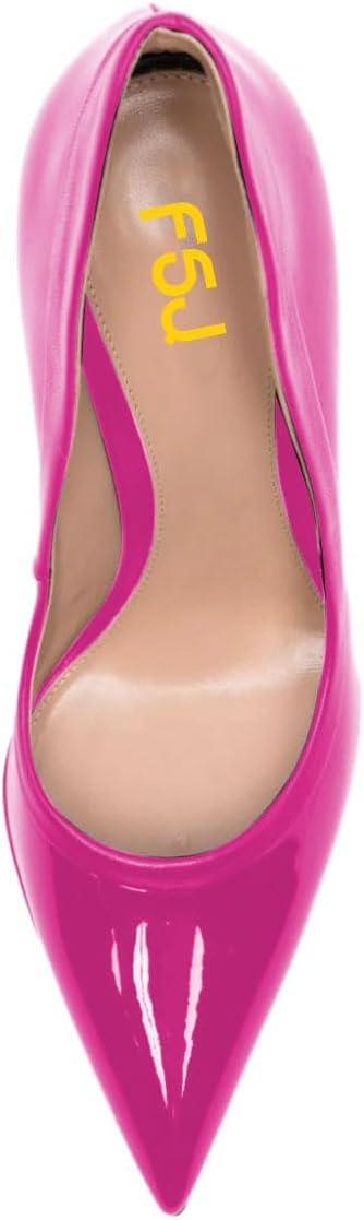 imageFSJ Women Pointed Toe Slip On Crystal Pumps Gorgeous Three Diamonds High Heel Bridal Wedding Comfort Party Dress Shoes Size 416 USDeep Pink