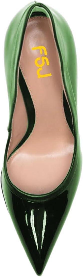 imageFSJ Women Pointed Toe Slip On Crystal Pumps Gorgeous Three Diamonds High Heel Bridal Wedding Comfort Party Dress Shoes Size 416 USGreen
