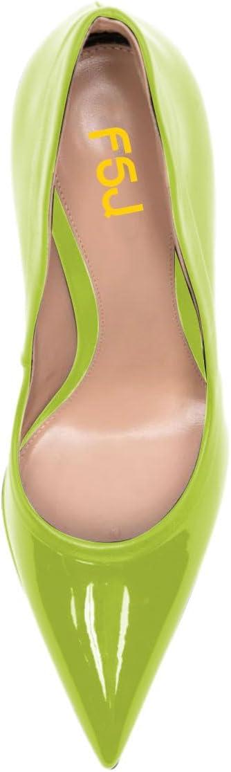 imageFSJ Women Pointed Toe Slip On Crystal Pumps Gorgeous Three Diamonds High Heel Bridal Wedding Comfort Party Dress Shoes Size 416 USLime Green