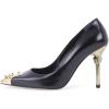 imageFSJ Women Chic Metallic Rivets Pointed Toe Slip On Pumps High Stiletto Gold Heels Party Cocktail Prom Shoes 415 USBlack