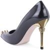 imageFSJ Women Chic Metallic Rivets Pointed Toe Slip On Pumps High Stiletto Gold Heels Party Cocktail Prom Shoes 415 USBlack