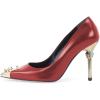imageFSJ Women Chic Metallic Rivets Pointed Toe Slip On Pumps High Stiletto Gold Heels Party Cocktail Prom Shoes 415 USRed