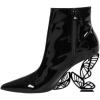 imageFSJ Women Chic Pointed Toe Butterfly High Heel Ankle Boots Side Zipper Glossy Leather Booties Casual Fashion Party Shoes Size 416 USBlack