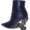 imageFSJ Women Chic Pointed Toe Butterfly High Heel Ankle Boots Side Zipper Glossy Leather Booties Casual Fashion Party Shoes Size 416 USBlue
