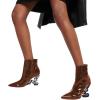 imageFSJ Women Chic Pointed Toe Butterfly High Heel Ankle Boots Side Zipper Glossy Leather Booties Casual Fashion Party Shoes Size 416 USBrown