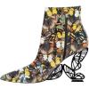 imageFSJ Women Chic Pointed Toe Butterfly High Heel Ankle Boots Side Zipper Glossy Leather Booties Casual Fashion Party Shoes Size 416 USButterfly