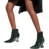 imageFSJ Women Chic Pointed Toe Butterfly High Heel Ankle Boots Side Zipper Glossy Leather Booties Casual Fashion Party Shoes Size 416 USGreen