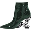 imageFSJ Women Chic Pointed Toe Butterfly High Heel Ankle Boots Side Zipper Glossy Leather Booties Casual Fashion Party Shoes Size 416 USGreen