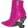imageFSJ Women Chic Pointed Toe Butterfly High Heel Ankle Boots Side Zipper Glossy Leather Booties Casual Fashion Party Shoes Size 416 USHot Pink