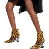 imageFSJ Women Chic Pointed Toe Butterfly High Heel Ankle Boots Side Zipper Glossy Leather Booties Casual Fashion Party Shoes Size 416 USLeopard